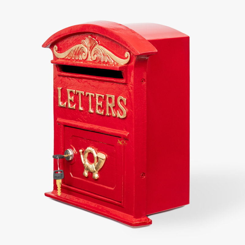 Berkay Metal Wall Mounted Post Box, Red