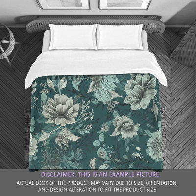 Édredon en microfibre Botanical Gray / Turquoise