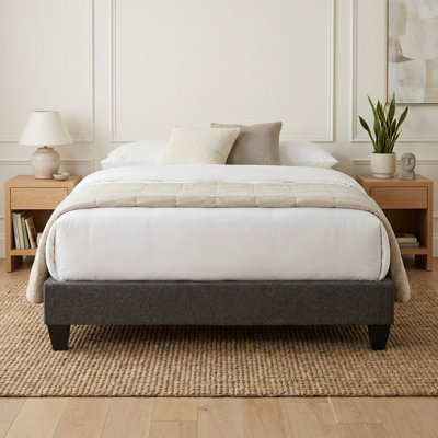 SpeedyBase 13in. Dark Gray Upholstered Low Profile Full Platform Bed