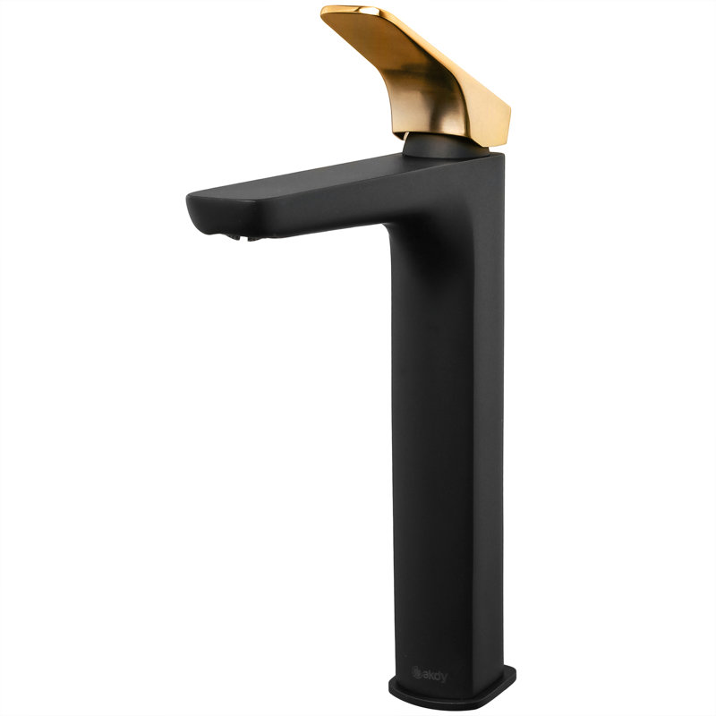 Vessel Sink Bathroom Faucet, Matte Black/Brushed Gold