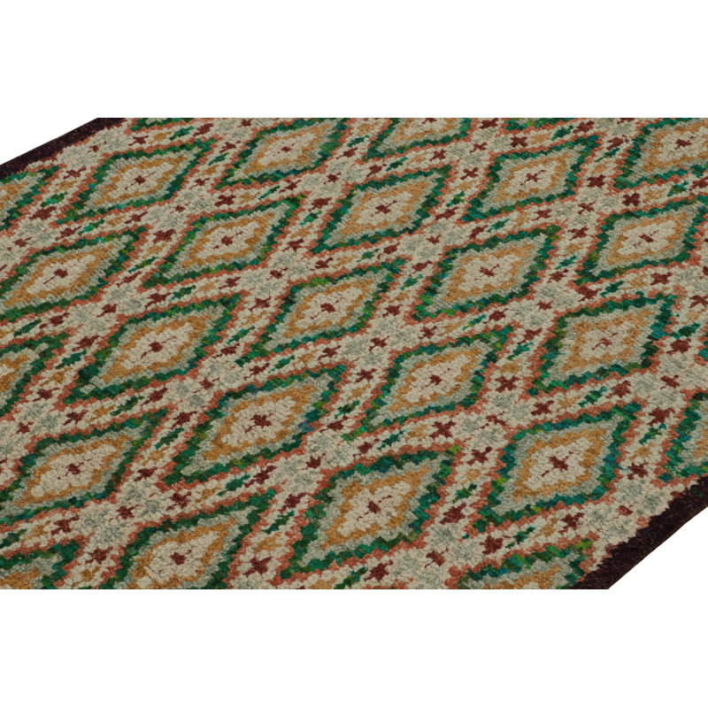 Moroccan Hand Knotted Geometric Area Rug, Rectangle 6' x 9'