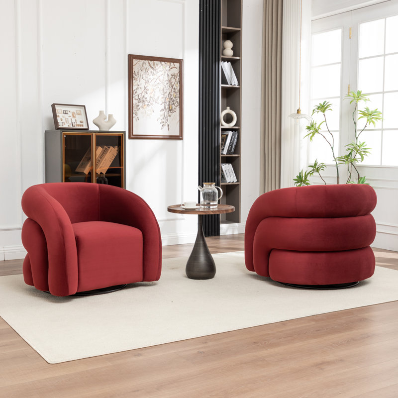 Fauteuil demi-tonneau pivotant rembourré Coyle, Rouge