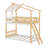 Twin Over Twin Bunk Bed Wood Bed With Roof, Window, Ladder