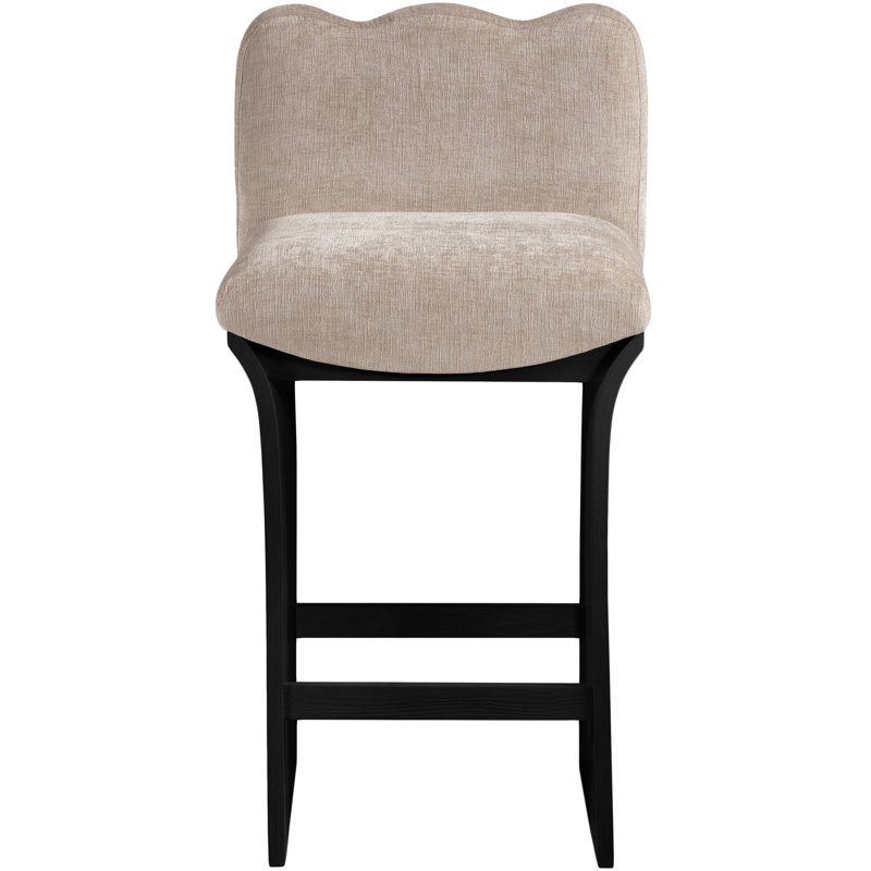 Tabouret de comptoir Shaw Cassady, Noir, Tissu chenille beige