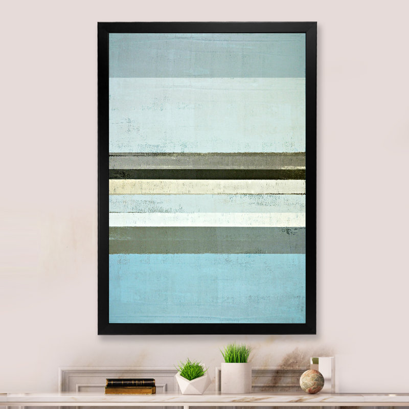 Art moderne gris et bleu II 2FDP47721, Cadre noir, H 20 po x l 12 po x P 1 po