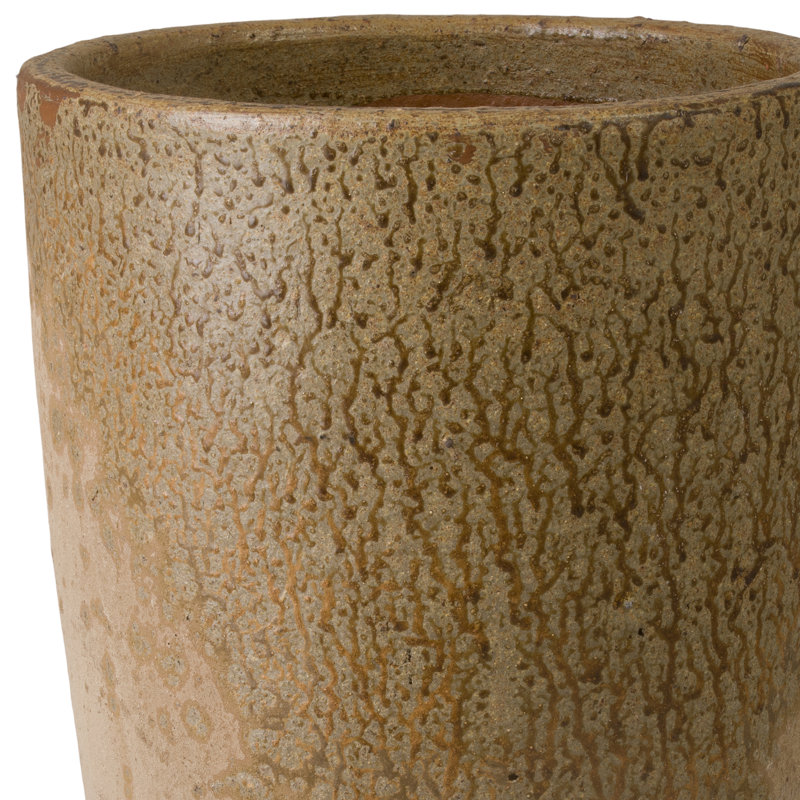 Antique Amber Ceramic Round Planter with Drainage Hole, 27.5" H x 17" W x 17" D