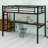 Metal Loft Bed With Power Outlet And LED Lighted, Space-Saving