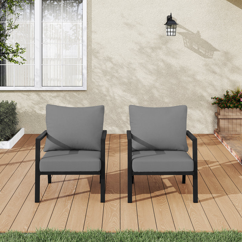 Canapé d'extérieur en aluminium 2 pièces avec coussins gris Heim, Gris