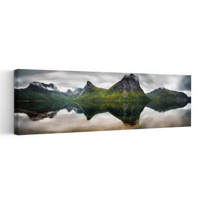 Dramatique montagne lac dramatique paisible paysage serein montagne, art mural