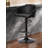 40" Black Faux Leather And Iron Swivel Low Back Adjustable Height Bar Chair With Footrest