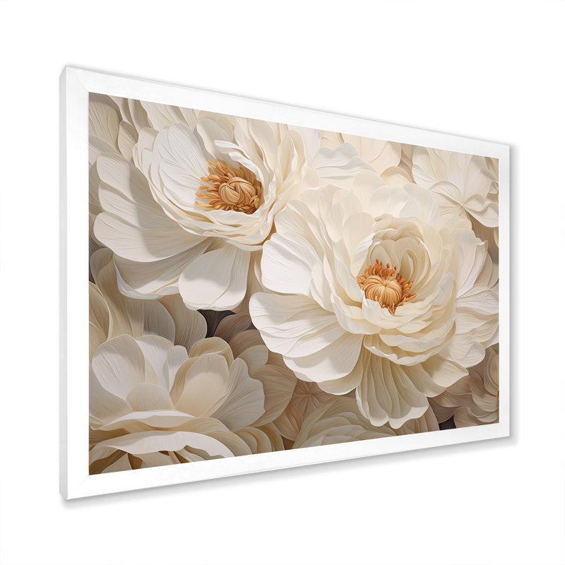 Ranunculus Radiance Treasure - Décoration murale Renoncule, H 24 po x l 32 po x P 1 po, Cadre simple blanc