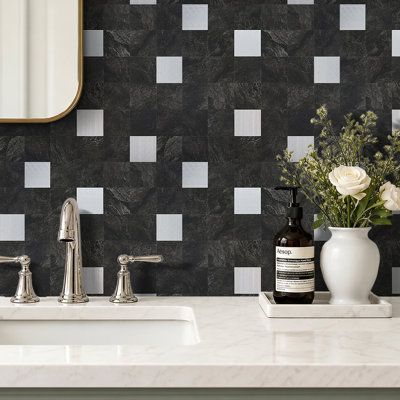10Pcs Self-Adhesive Marble Wall Tile Stickers