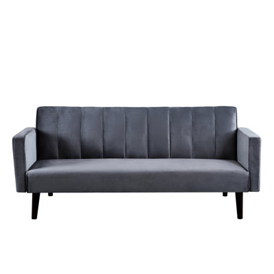 Twin Sleeper Couch 72" Convertible Futon Bed With Solid Wood Frame, High - Density Foam, Space Saving In Retro Modern Styling, Greyish Cyan