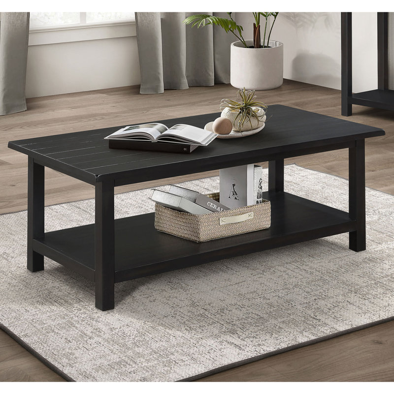 Table basse en bois avec tablette, Brun délavé