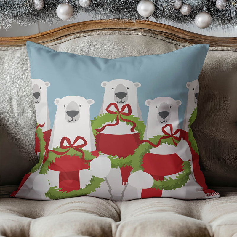 Coussin décoratif ours polaire, Bleu clair
