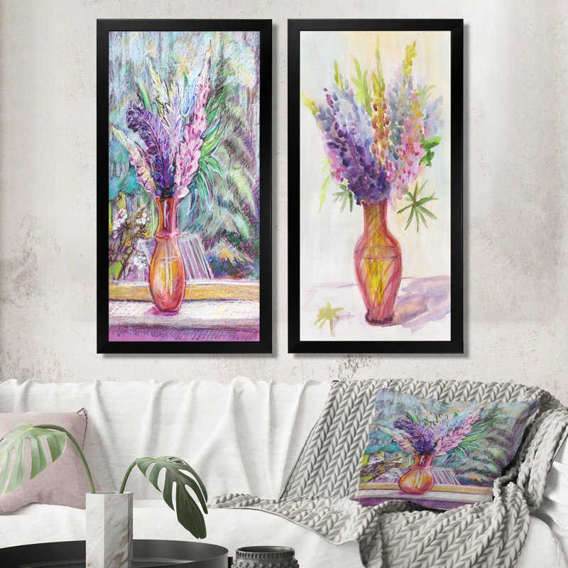 Ensemble de 2 photos sur toile Bouquet Orange, H 20 po x l 24 po x P 1 po, Cadre photo noir