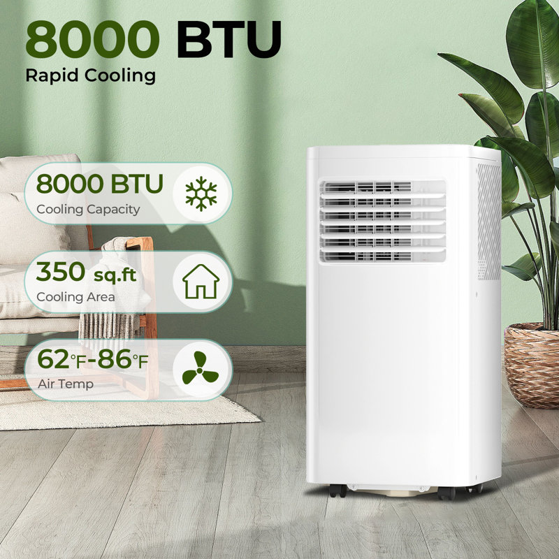 Antarctic Star 8,000 BTU  Portable Air Conditioner, Cools 350 Sq.Ft. 3-in-1 Air Conditioner with Remote