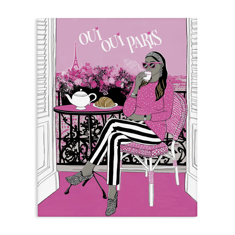 Oui Oui Oui Parisian Cafe Morning, conception par Jess Stempel, H 20 po x l 16 po