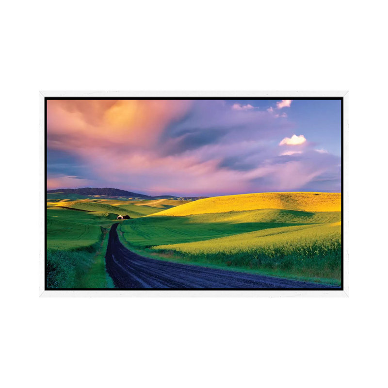 Palouse Road by Dennis Frates - Print on Canvas, 45.72cm H x 66.04cm W x 3.81cm D, White Framed