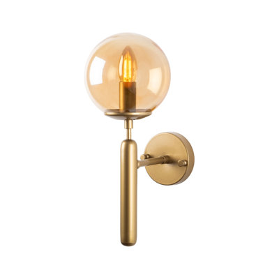 Elegant Metal Wall Lamp, Gold Finish, 11.8 x 7.9 x 15.7 inches | IP20 Rated, E14 Socket (Max 40W) | Chic Scandinavian Design with Glass Cap | Ideal for Modern Living Spaces, Abstract Glam Decor