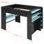 Lit superposé double avec bureau à hauteur réglable, garde-robe, grand espace de rangement et lumières RVB, bleu-197081377