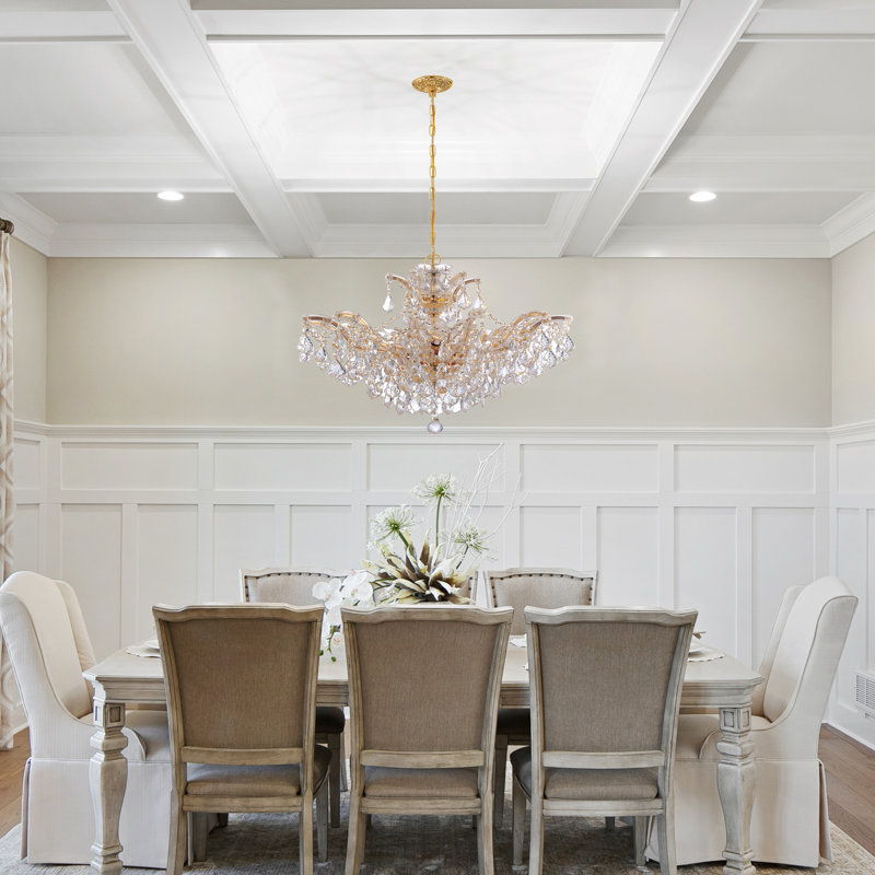 Weekes 6 - Light Unique Empire Chandelier, Swarovski Elements, Polished Gold