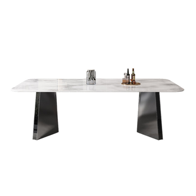 Ravinath Rectangular Faux Marble Top Dining Table, 35.43" W x 63" L