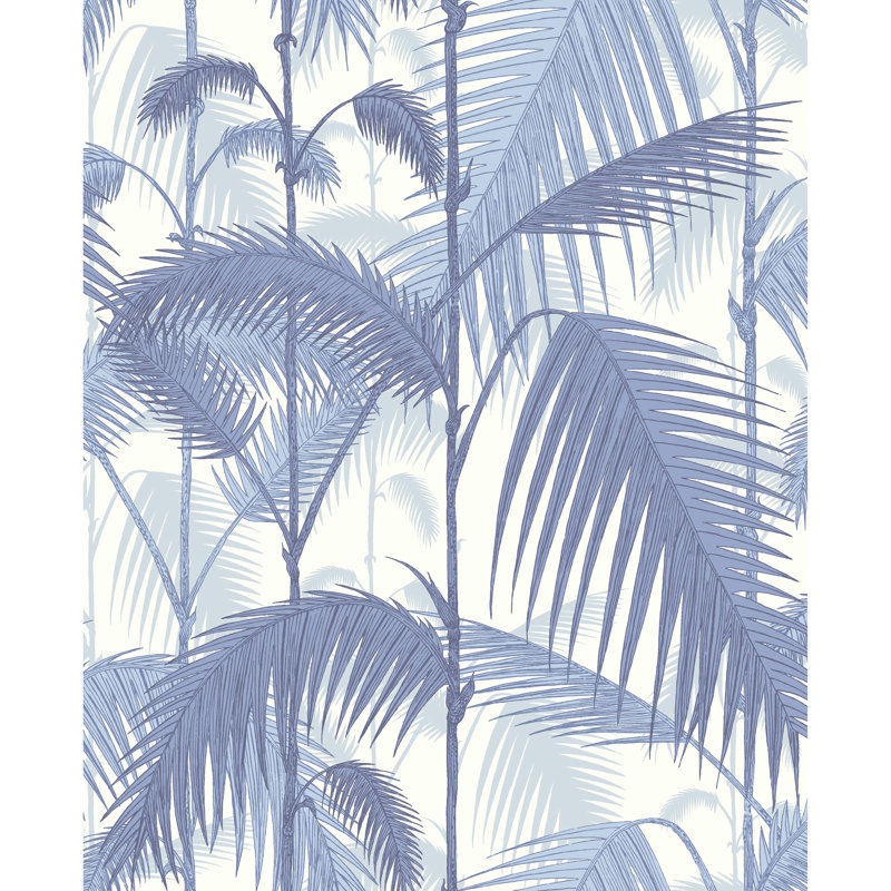 Icons Palm Jungle Floral Wallpaper Roll, Blue/White