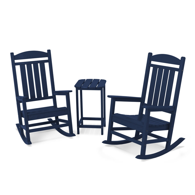 POLYWOOD Presidential Rocker 3-Piece Set, Navy