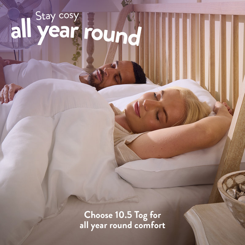 Feels Like Down 10.5 Tog All Year Round Duvet with 2 Medium Support Back Sleeper Pillows, Kingsize