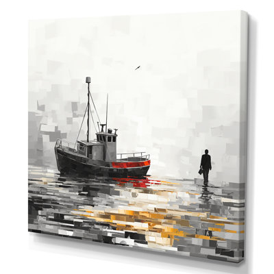 Bateau gris I, bateau côtier, art mural