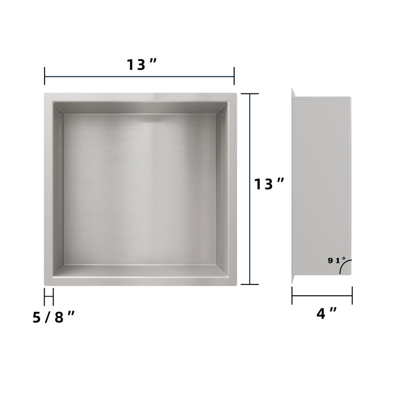 Stainless Steel Recessed Shower Niche No Tile Needed, Brushed Nickel