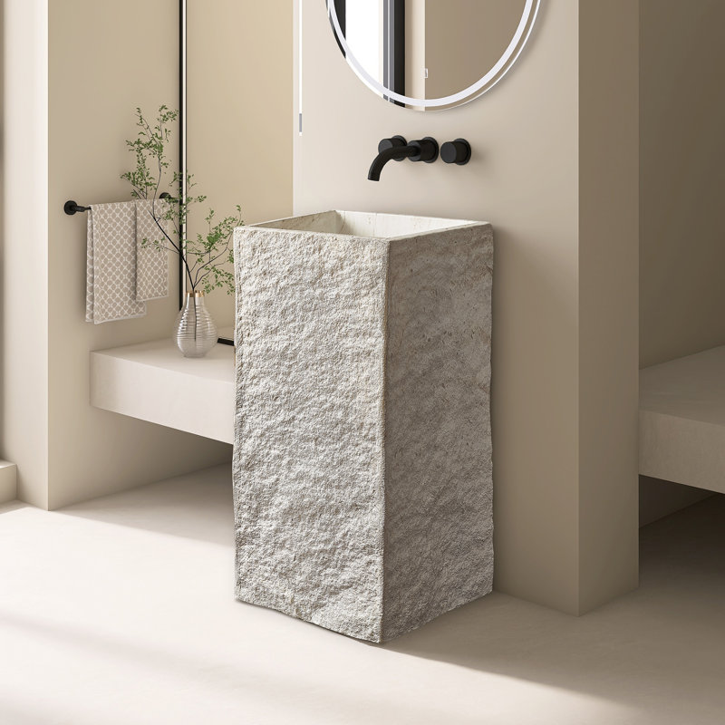 16.5'' Freestanding Textured Solid Surface Pedestal Bathroom Sink
