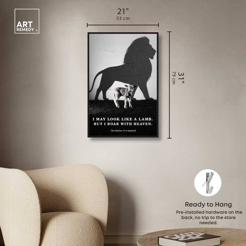  Art mural Roar with Heaven, 31"H x 21"W, Cadre noir