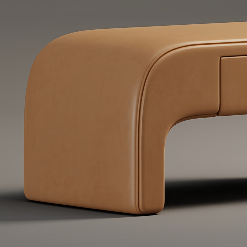 Banc de bout de lit simple en bois massif, Orange