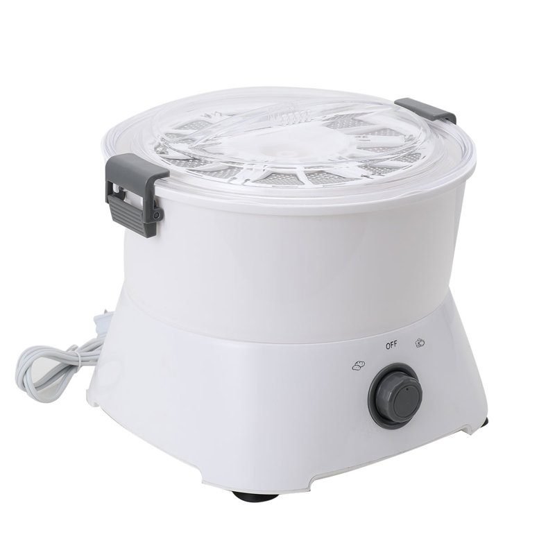 Compact White Electric Potato Peeler with Clear Lid