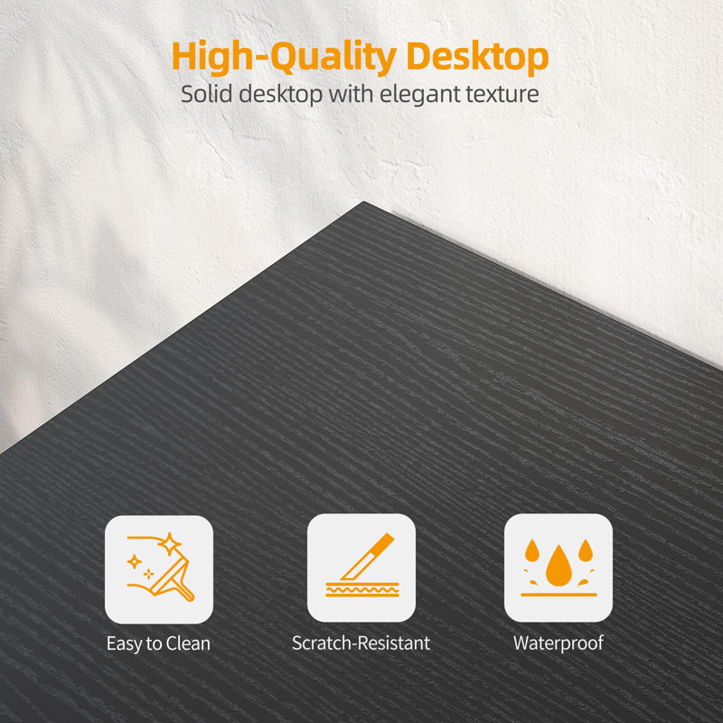 Black L-Shaped Gaming Desk with Power Outlet and USB Port