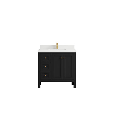 Nashville 36 In. W X 22 In. D Center Sink Bathroom Vanity In Alabaster With 2 In.