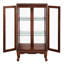 Armoire vitrée à miroir avec tablette de rangement flexible et 2 tablettes réglables couleur noyer-1009059563