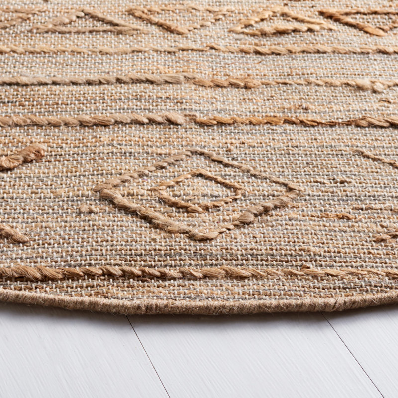 Tapis en jute / coton tissé à la main Haleem, Rond 6 pi