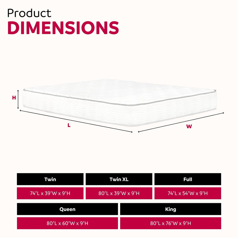 Très grand matelas à ressorts ensachés King Très grand, blanc, mousse pour contour, mouvement, base haute densité, 9.05"