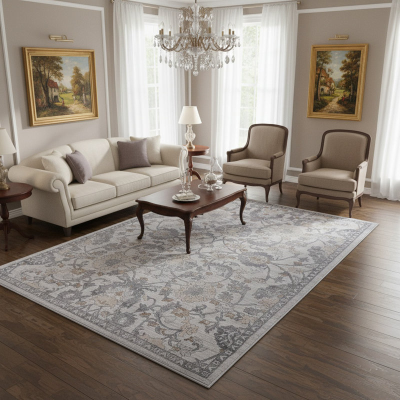 Tapis brun ivoire MARFI Collection, Rectangle 5 pi 3 po x 7 pi 6 po