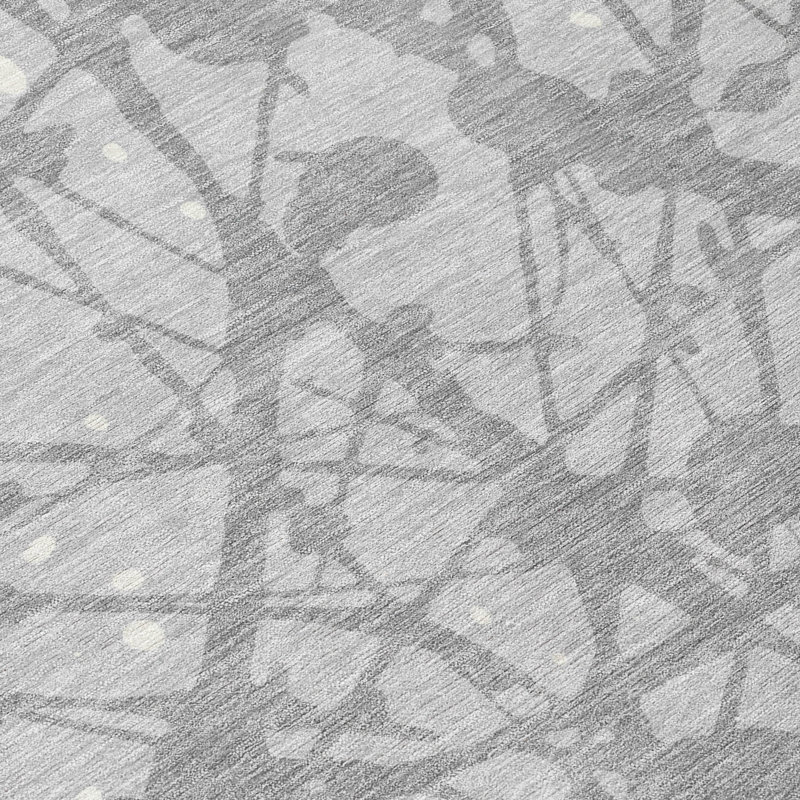 Machine Washable Indoor/Outdoor Chantille ACN2597 Abstract Rug, Silver, 5' x 7'6"