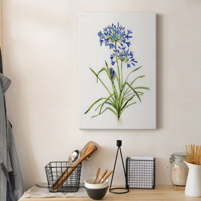 «Blue Lived Botanical I», peinture sur toile tendue, H 60 po x l 40 po x P 1 po