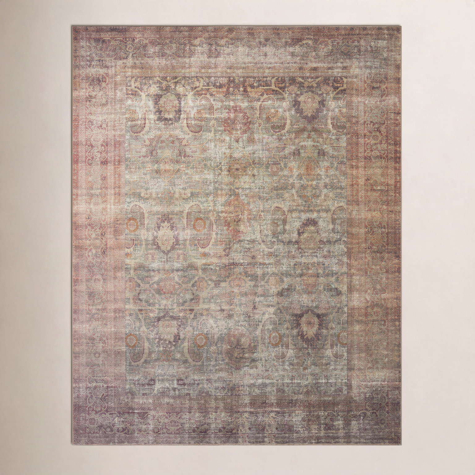Amber Lewis x Loloi Georgie Jade Sunset Oriental Rug, Square 1'6"