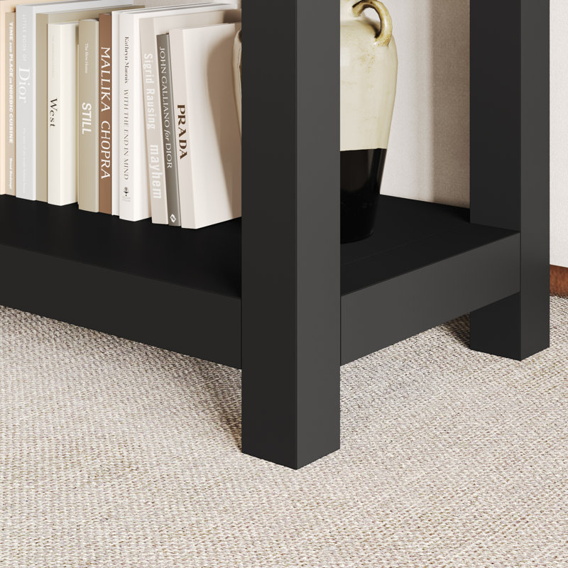Console 35,4 "avec tiroirs et armoire Latiasha, Brun / Noir
