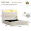 Structure de lit double tapissier avec 4 tiroirs de rangement et tête de lit haute de 52,5 po, lit plateforme avec station de charge et lumière DEL, aucune boîte à ressorts nécessaire-961030014-961030008