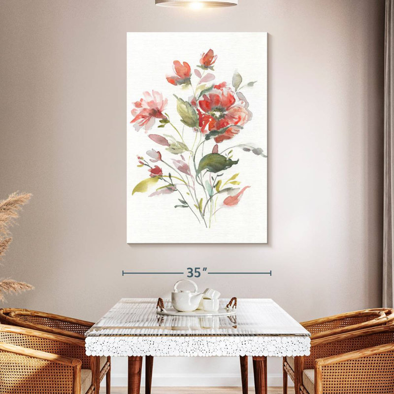 Lin Harnek botanique corail I, H 51 po x l 34 po