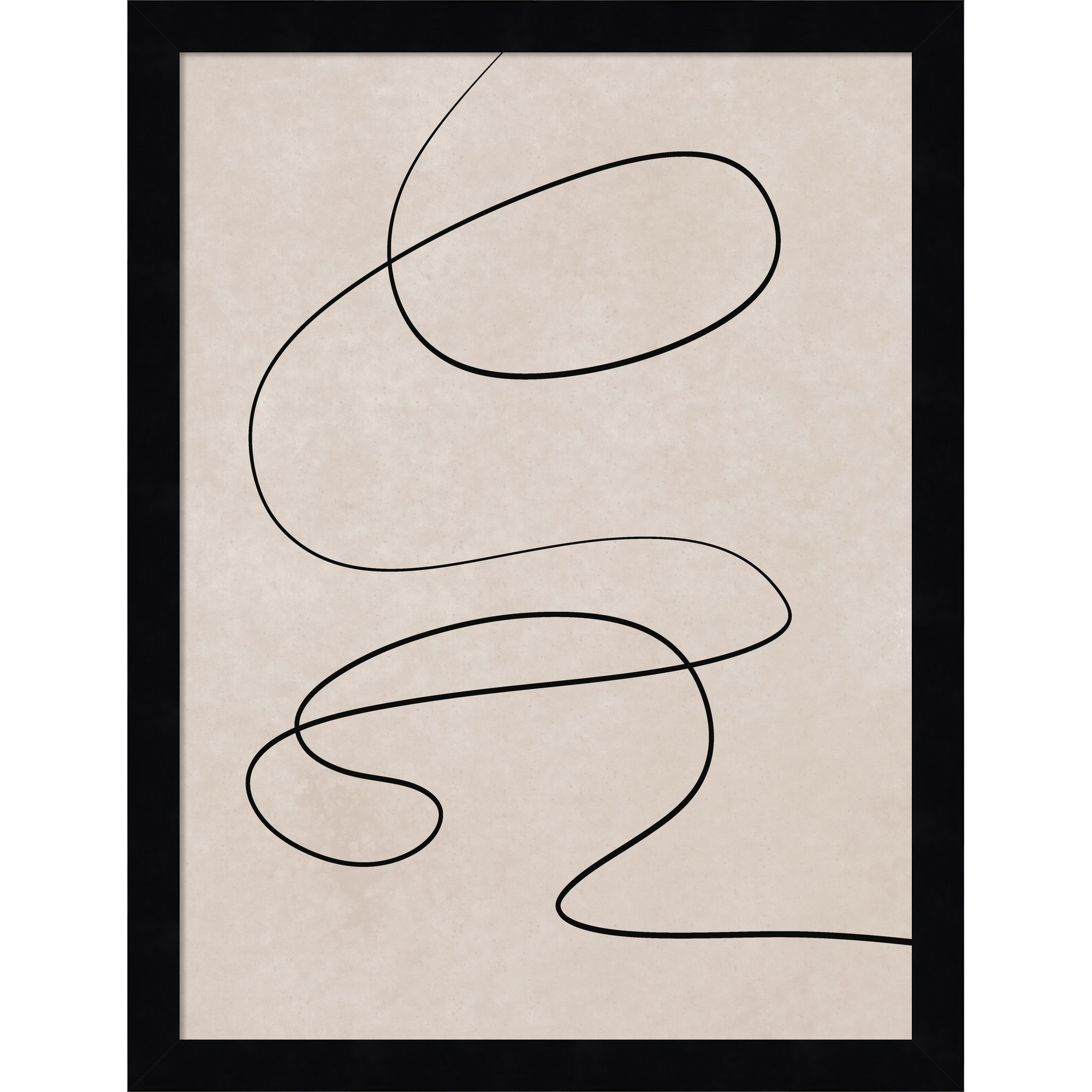 Black Line and Textured Beige Background by Little Dean Wood Framed Wall Art Print, Black, 17" H x 13" W