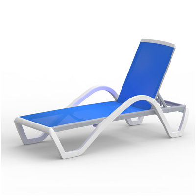 Patio Chaise Lounge Adjustable Aluminum Pool Lounge Chairs with Arm All Weather Pool Chairs for Outside,in-Pool,Lawn (Blue,1 Lounge Chair)